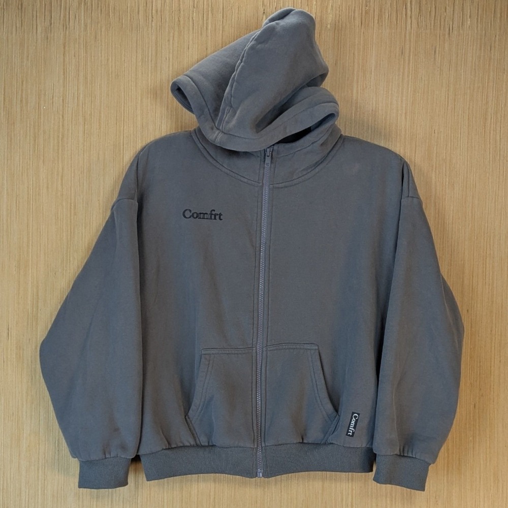 Comfrt Kids Cloud Zip Hoodie Oversized Charcoal Grey Fleece Sweatshirt XL Cozy